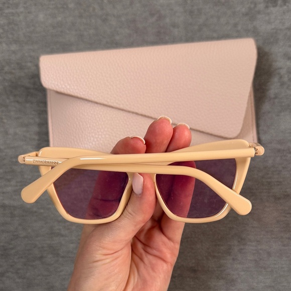 Zimmerman Cateye Cream Sunglasses with Pink Case - Picture 5 of 8
